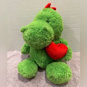 Green Alligator Gator Plush With Red Heart MTY 14” Valentine Stuffed Animal